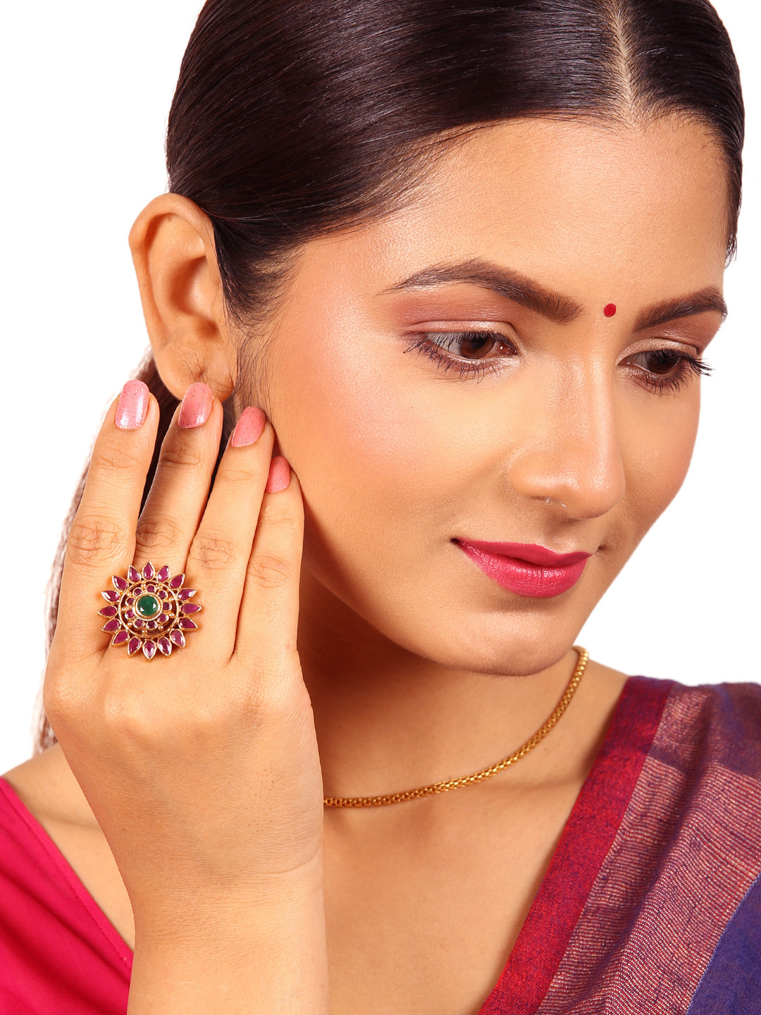 925 Silver Flower Finger Ring With Size Adjustable