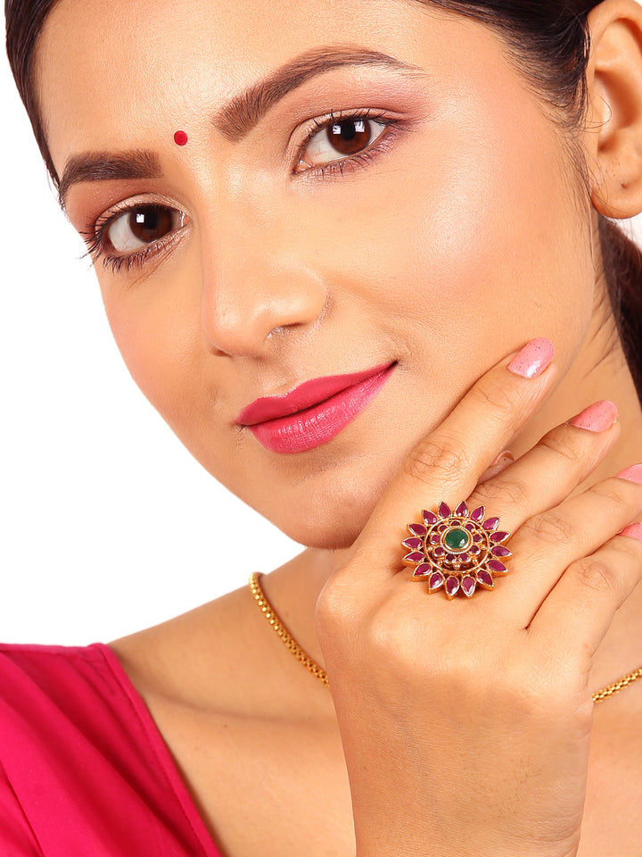 925 Silver Flower Finger Ring With Size Adjustable