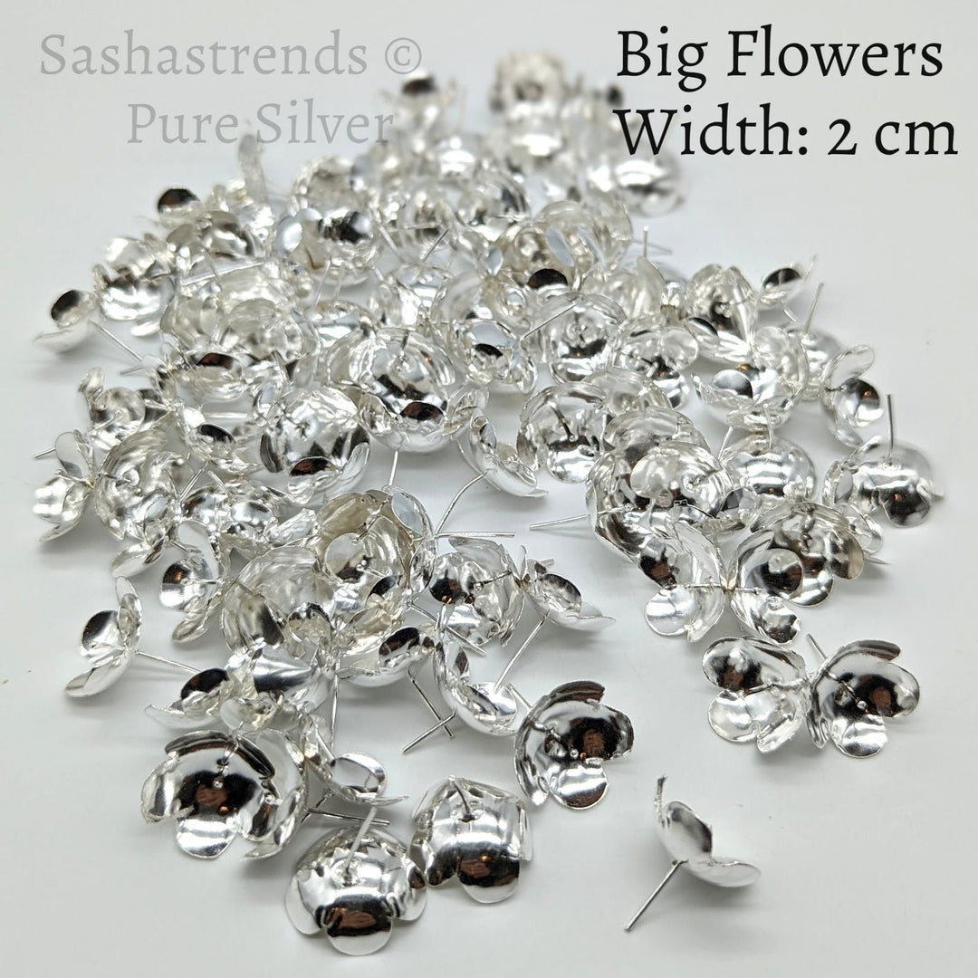 Silver 108 flowers silver finish with stem - silver gift items- Hindu pooja item-return gift for navarathri- gift housewarming