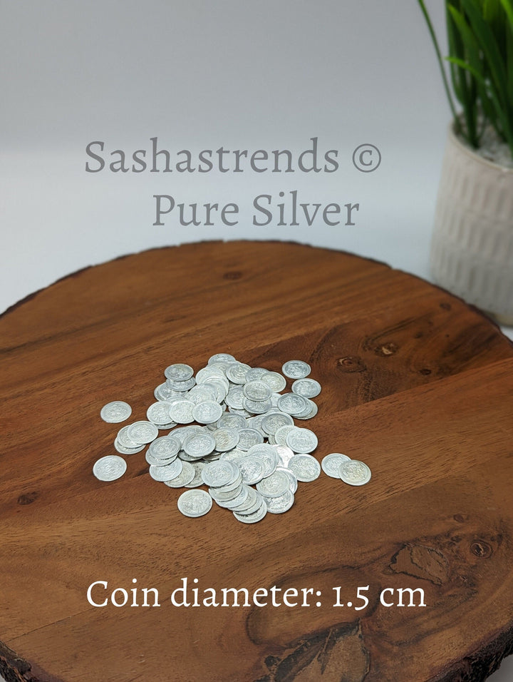 Pure silver 108 silver coins round -sterling silver flower-pure silver gift items- hindu pooja item-return gift for navarathri /housewarming