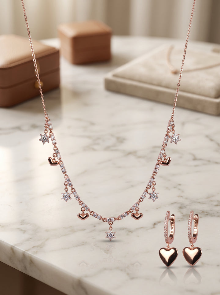 Everyday charm silver necklace set