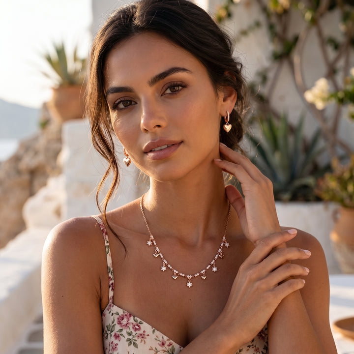 Everyday charm silver necklace set