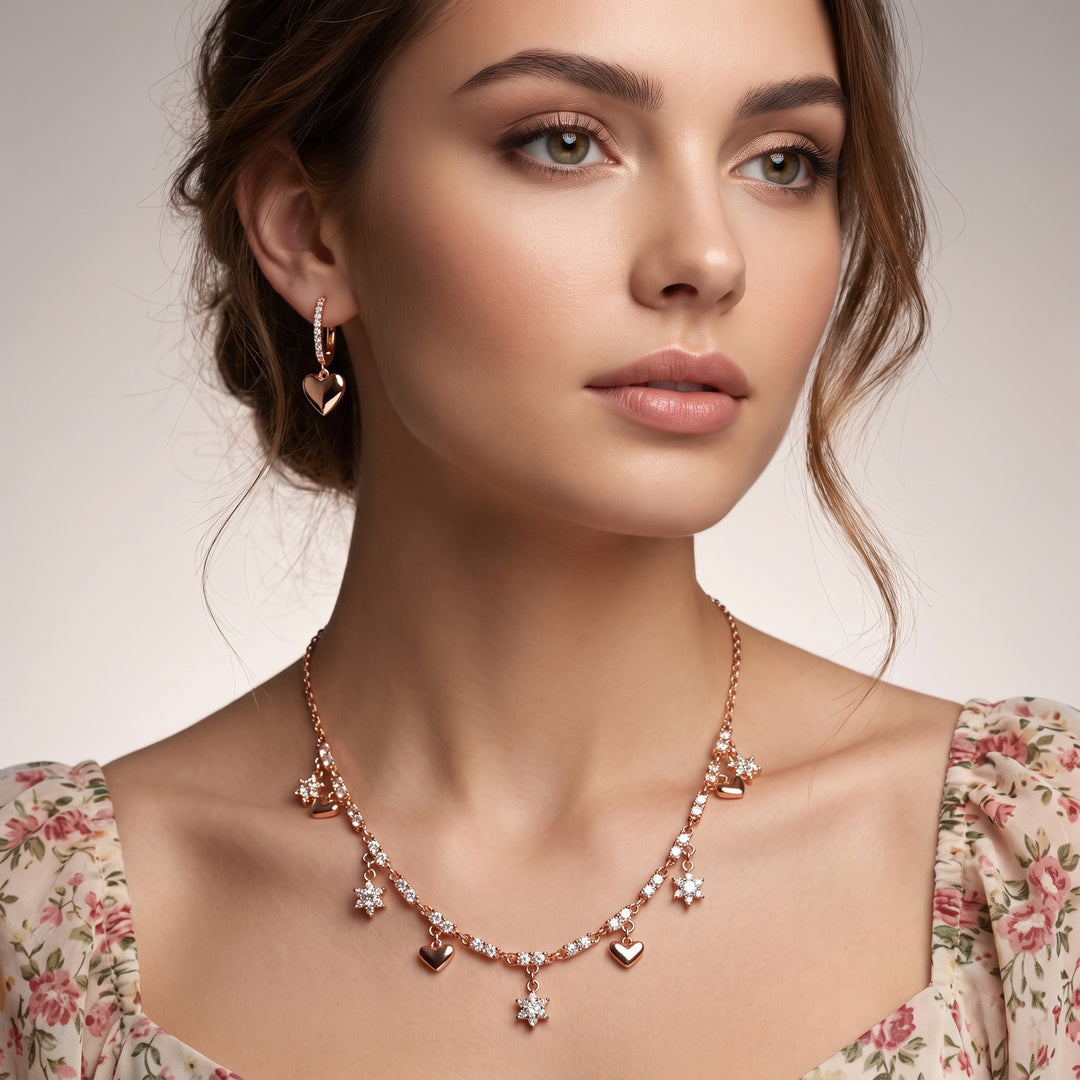 Everyday charm silver necklace set