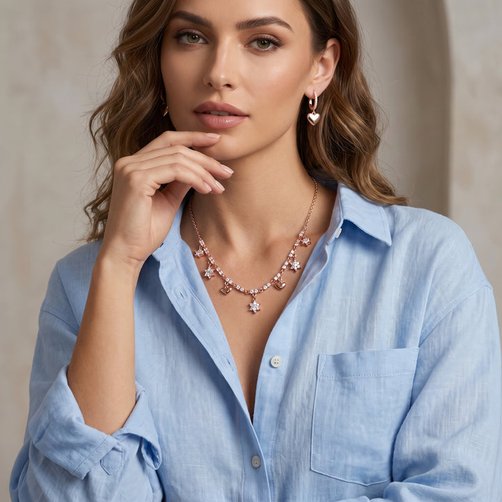 Everyday charm silver necklace set