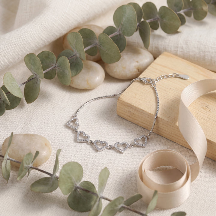 Love heart silver bracelet