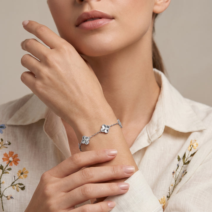 Flowers silver bracelet