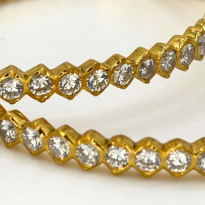 925 silver gold plated - White stone bangle