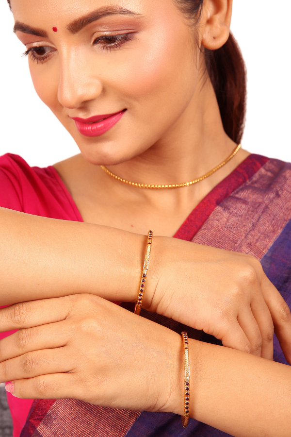 925 Silver gold plated 4 bangles 2.4 Size