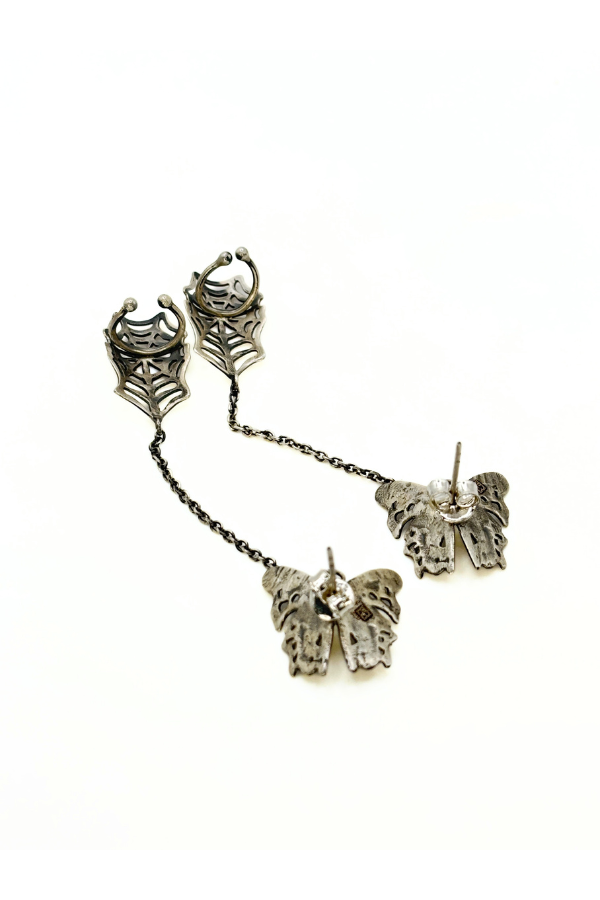 Butterfly web earring - 925 silver oxidized