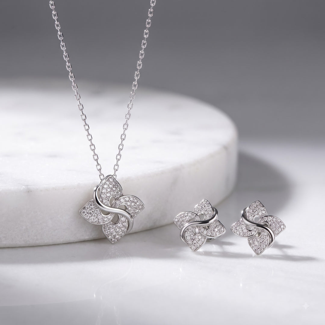 Plumeria Bloom Silver Necklace