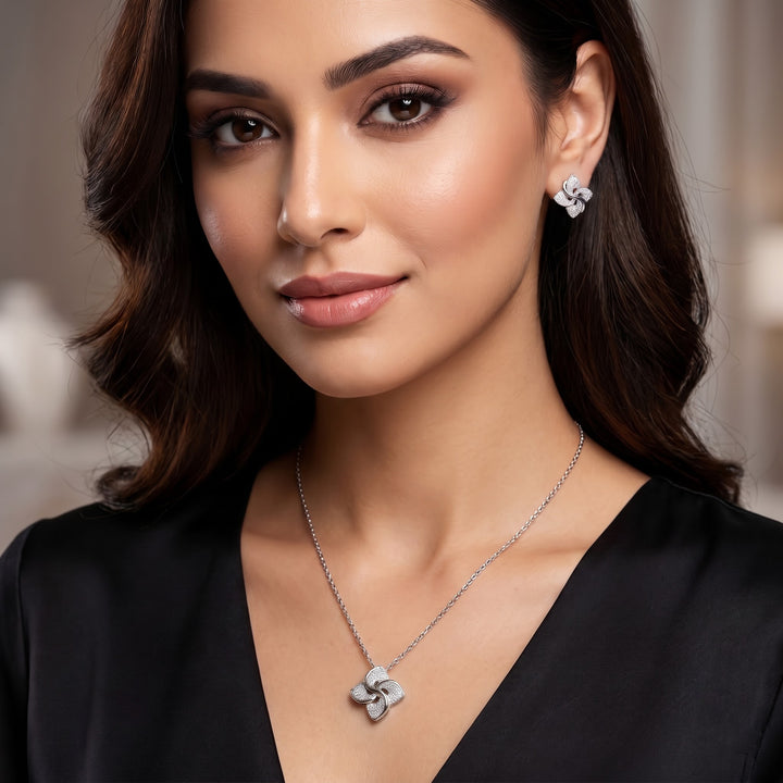Plumeria Bloom Silver Necklace