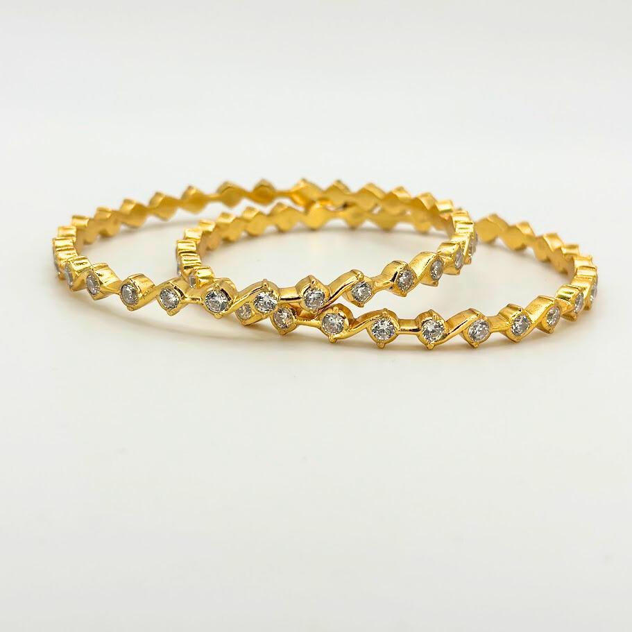 925 silver gold plated - Stone bangle