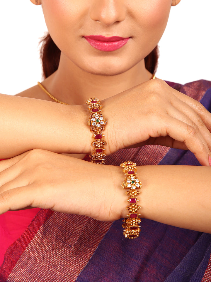 925 Silver Flower Bangle with Screw - 2.6 Size
