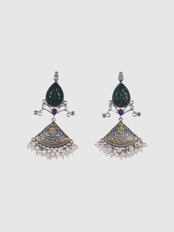Aarohi 925 silver Jaipur dual-tone earring
