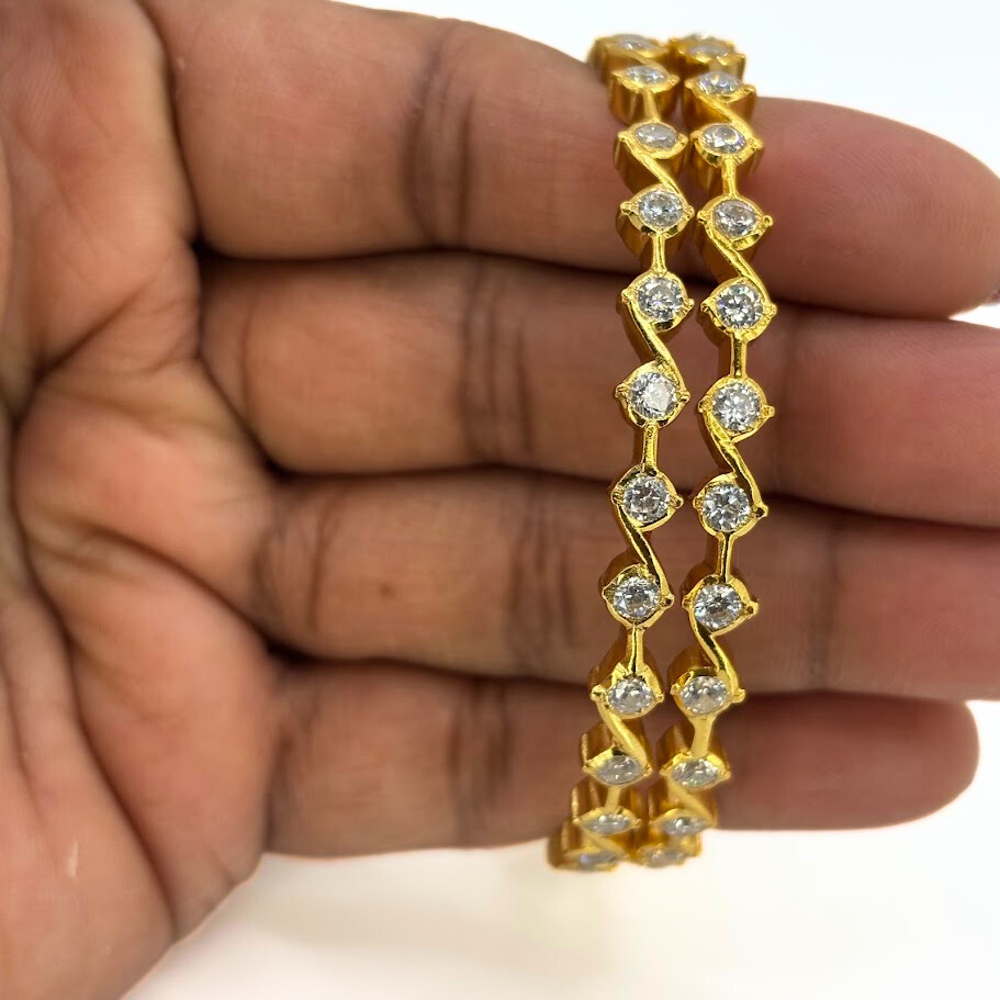 925 silver gold plated - Stone bangle