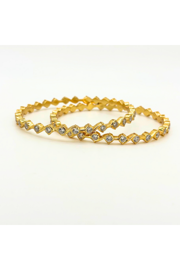 925 silver gold plated - Stone bangle