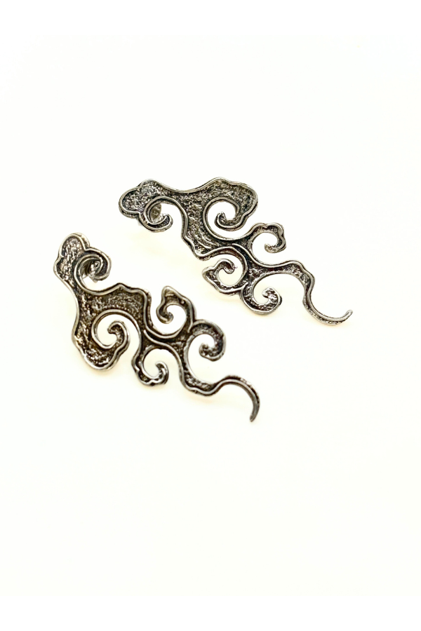 Modern art earring - 925 silver oxidized