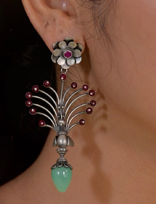 Kripa 925 silver oxidized earring