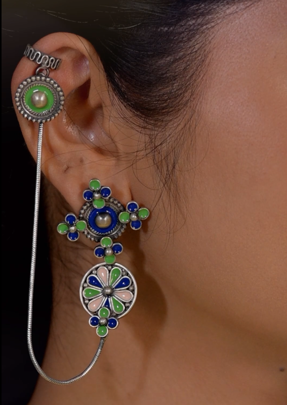 Tantra 925 silver oxidized earring
