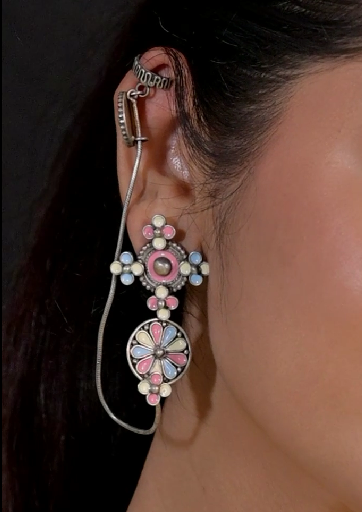 Mantra 925 silver oxidized earring