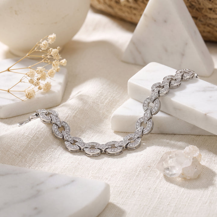 Modern Tennis Silver Bracelet