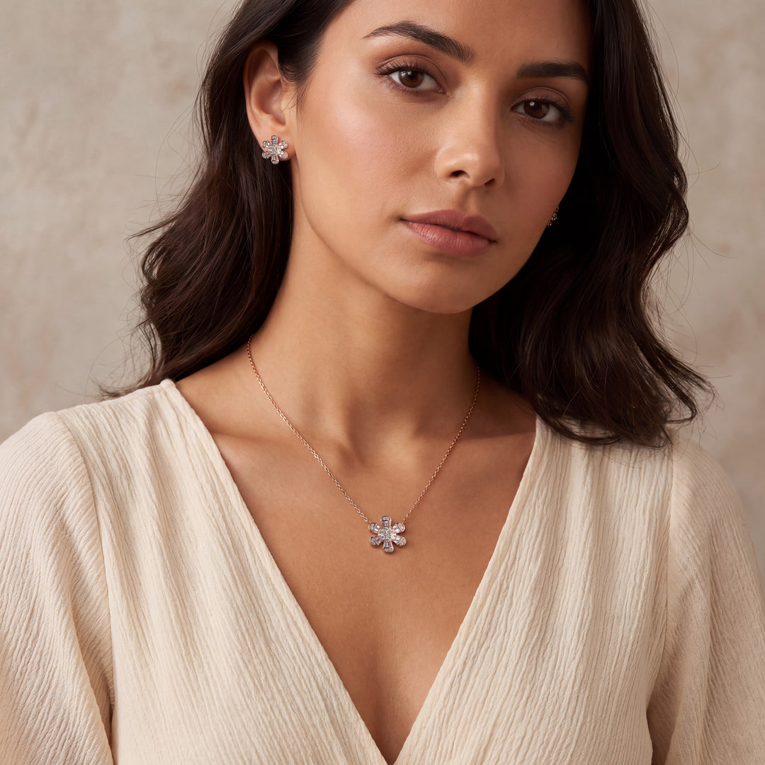 Floral Silver Necklace