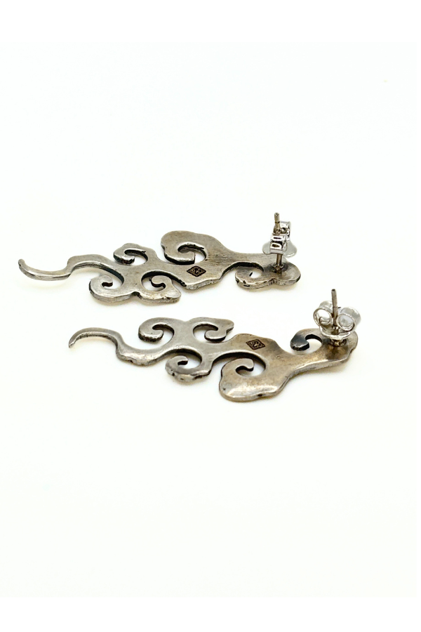 Modern art earring - 925 silver oxidized