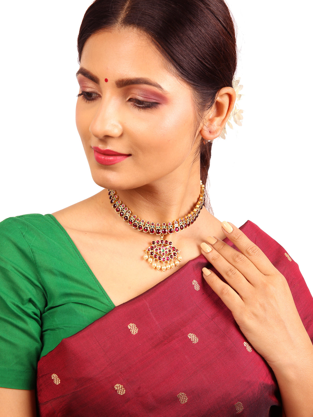 Silver Araku Bharatnatyam short necklace