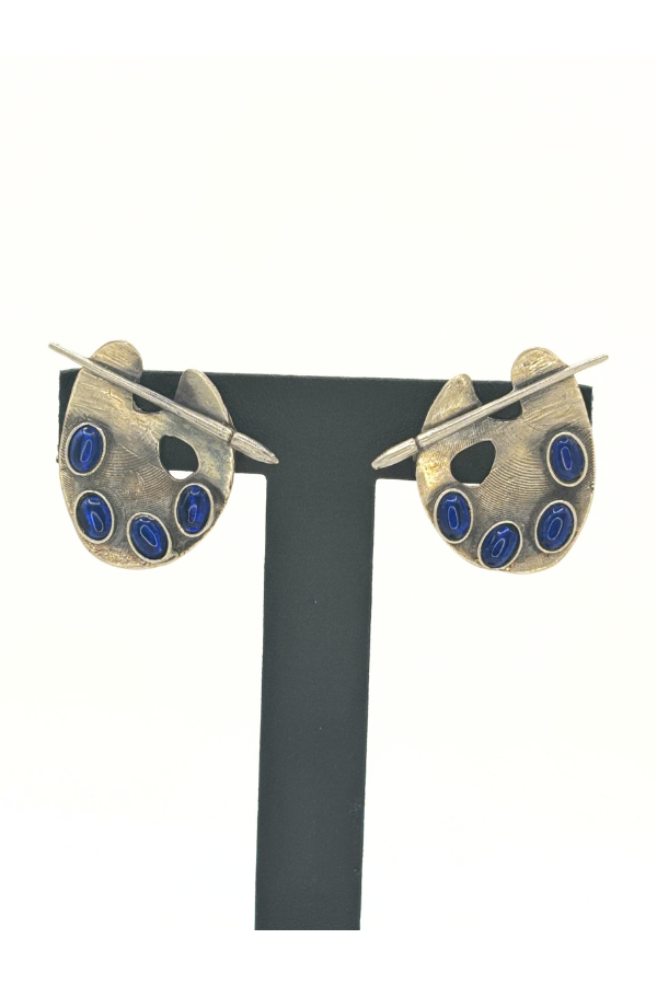 Paint palette earring - 925 silver oxidized