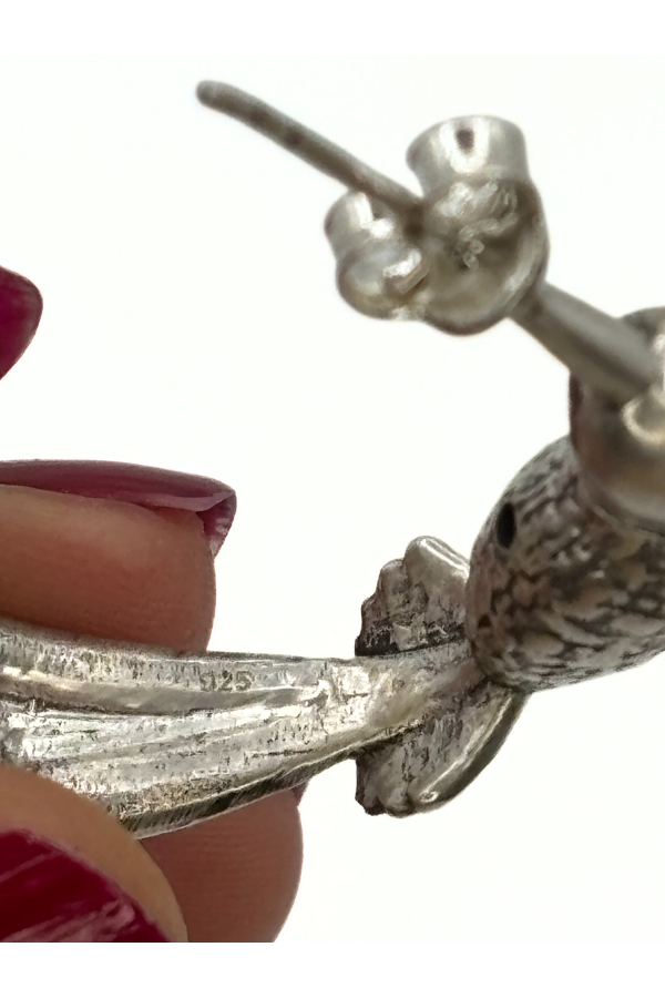 Hummingbird earring - 925 silver oxidized