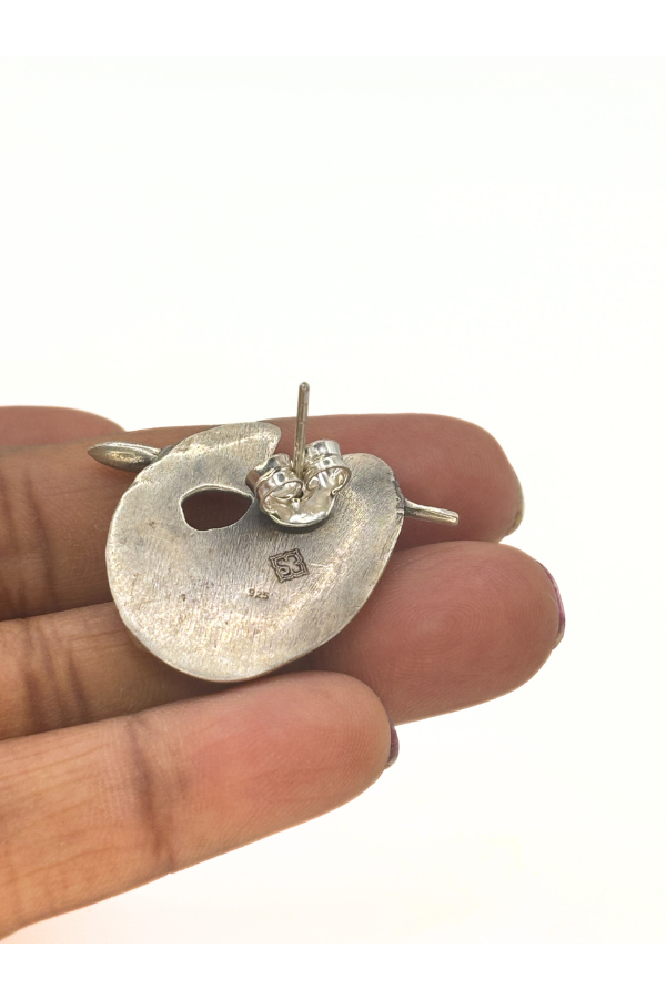 Paint palette earring - 925 silver oxidized