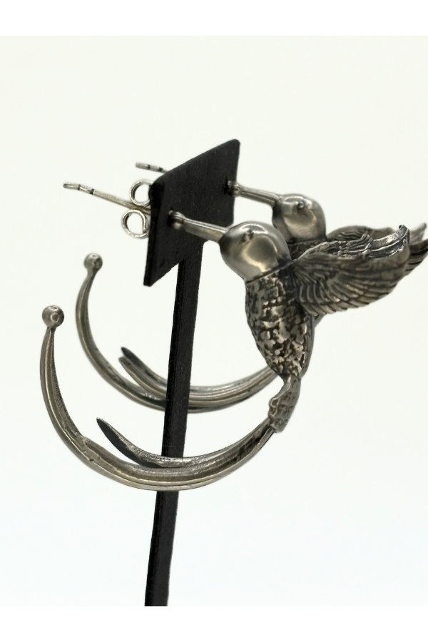 Hummingbird earring - 925 silver oxidized