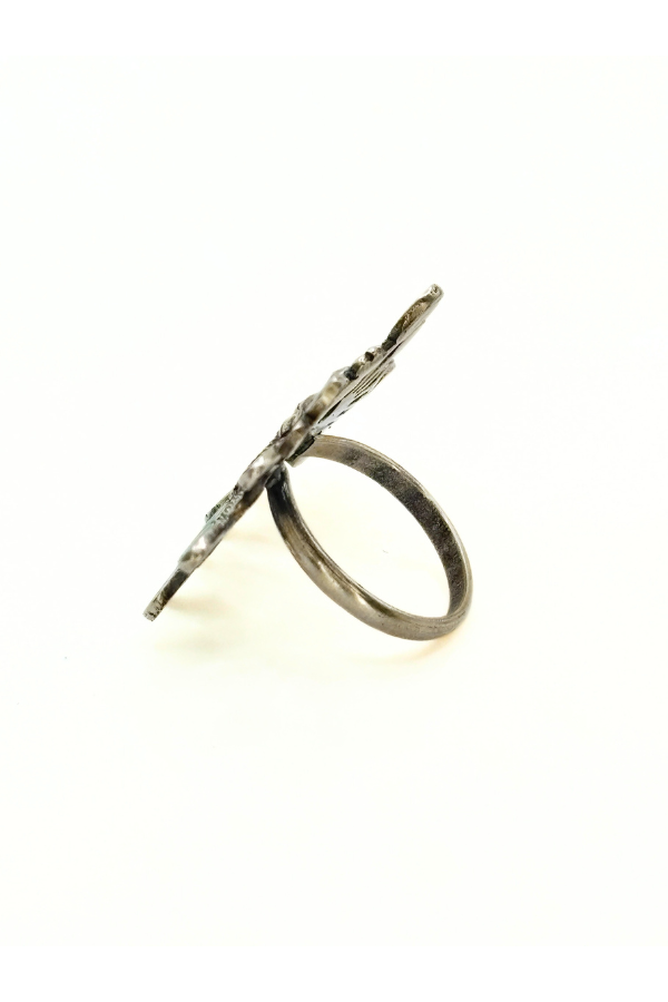 Peacock finger ring - 925 silver oxidized