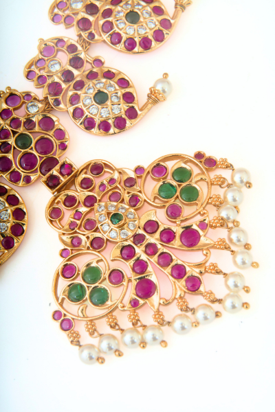 Annam Mango Short Necklace Bharatanatyam Jewelry - 925 silver Gold plated