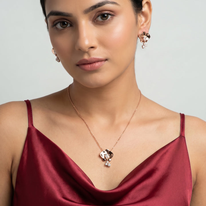 Pansy Flower 925 Silver Necklace