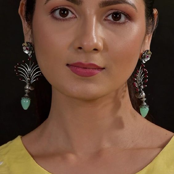 Kripa 925 silver oxidized earring