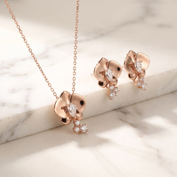 Pansy Flower 925 Silver Necklace