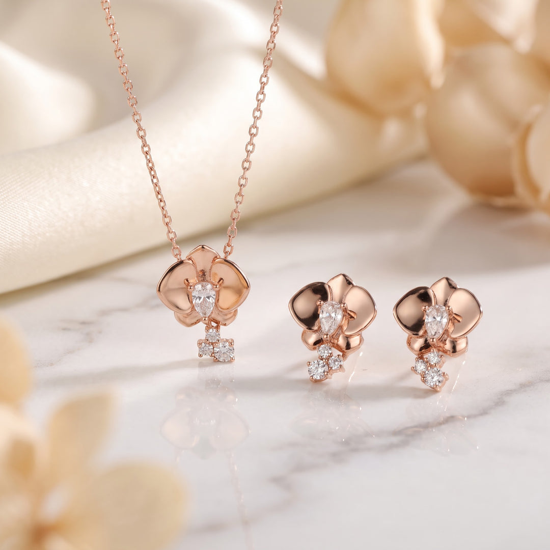 Pansy Flower 925 Silver Necklace