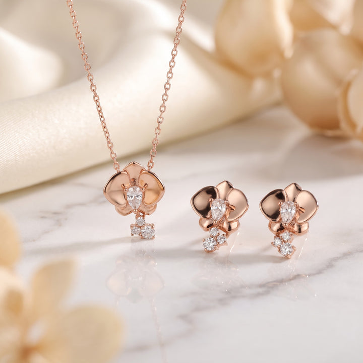 Pansy Flower 925 Silver Necklace