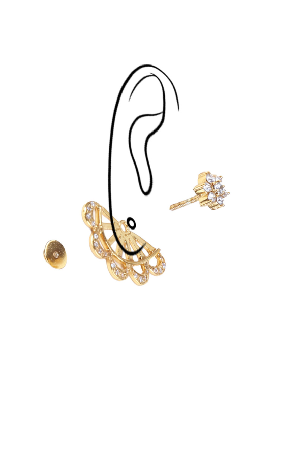 Kansi Ear Jacket Earring - 925 silver gold polish