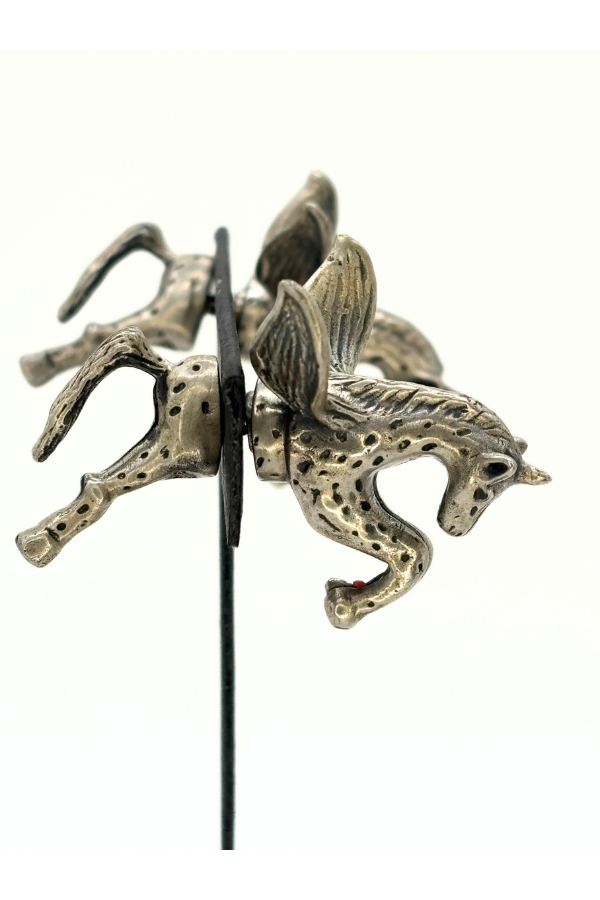 Unicorn earring - 925 silver oxidized