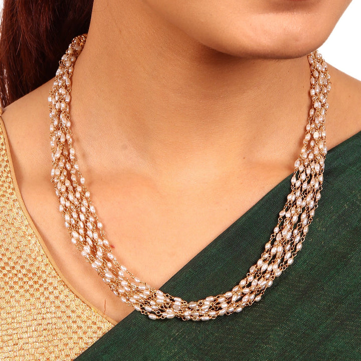 925 silver rice pearl chain