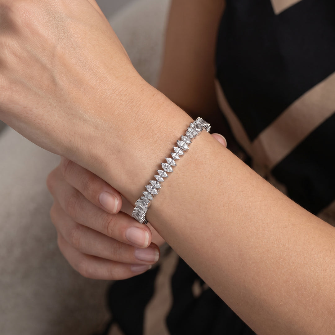 White Marquise Silver Bracelet