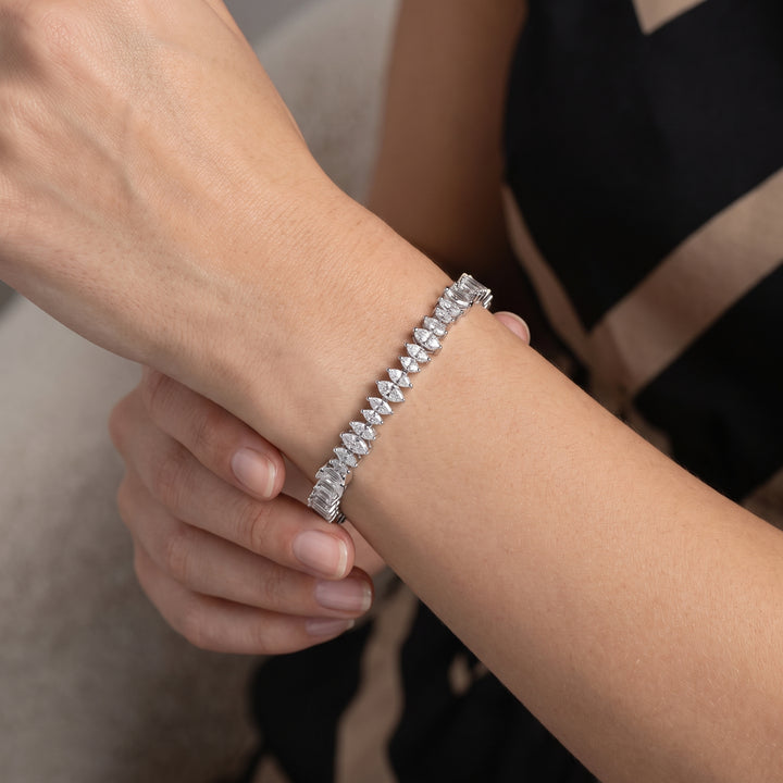 White Marquise Silver Bracelet