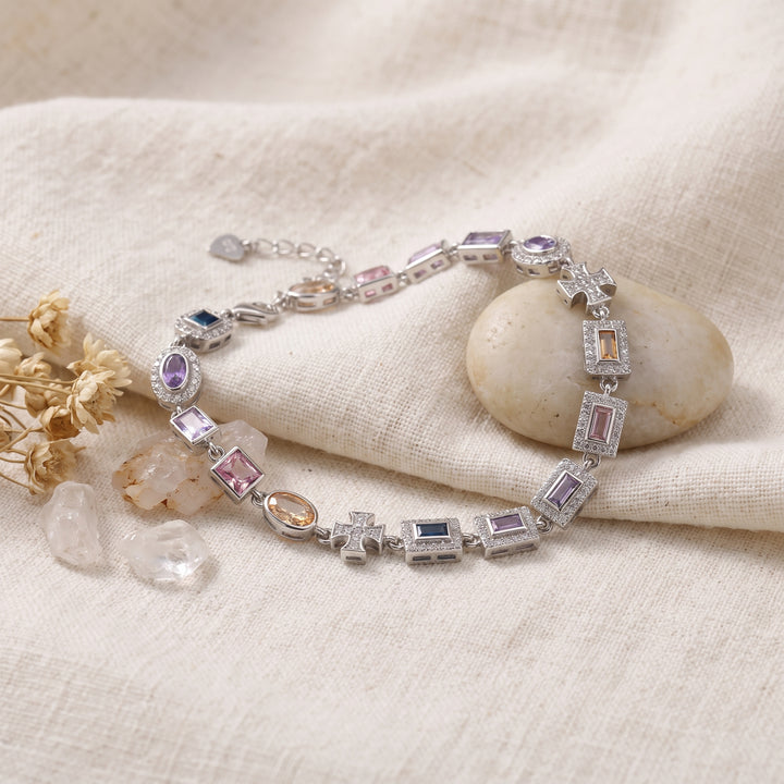 Multicolor stone Silver Bracelet