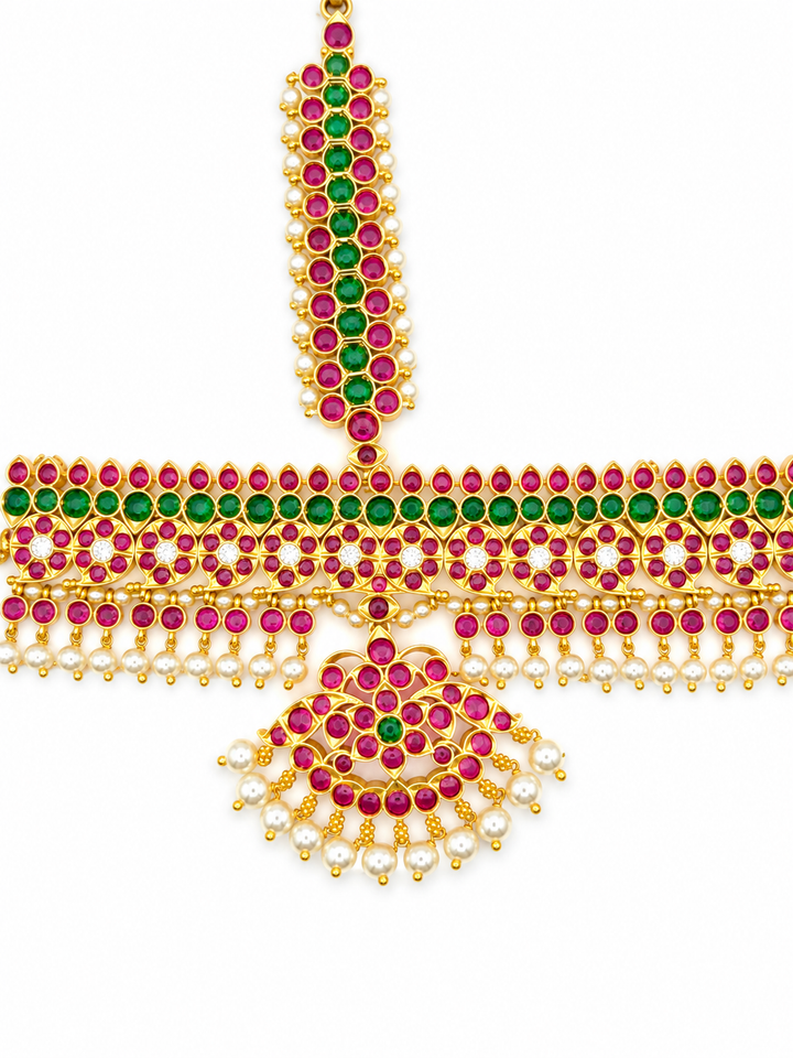 Bharatanatyam Mango Nethichutti- 925 silver Head ornament (24 ct gold polish)