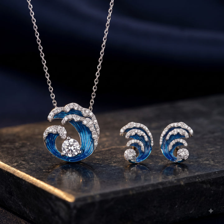 Ocean Wave Silver Necklace