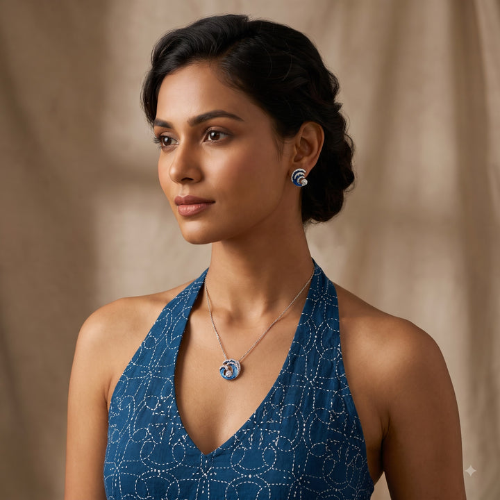 Ocean Wave Silver Necklace