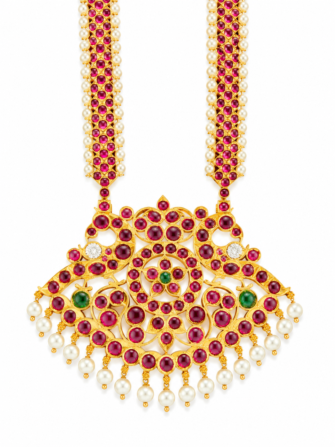 Pearl Haram - 925 Silver 24 carat gold polished - Bharatanatyam Necklace