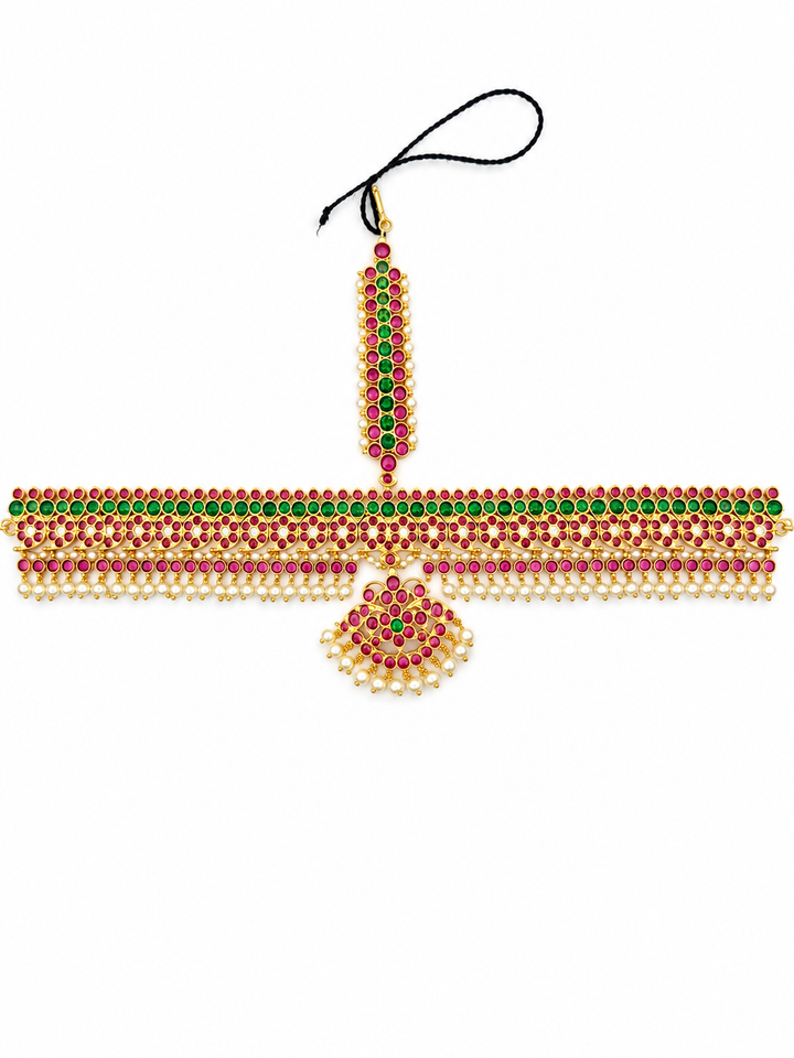Bharatanatyam Mango Nethichutti- 925 silver Head ornament (24 ct gold polish)